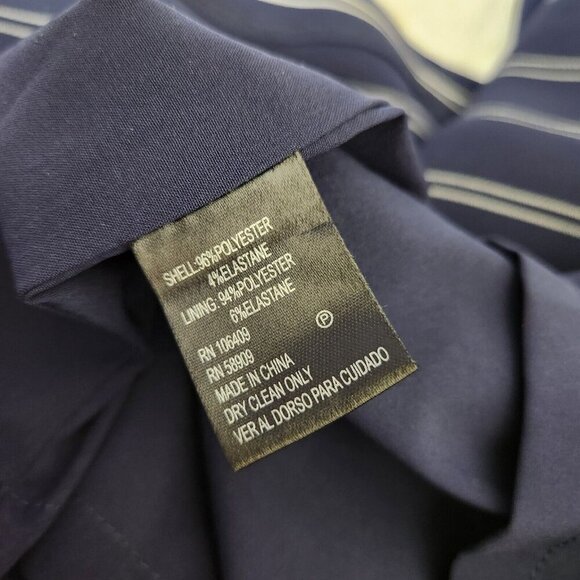 Antonio Melani Sleeveless Dress size 4 Navy Blue White Stripe Belted V Neck - Picture 9 of 12